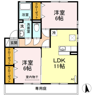 【間取り】 | ジュネス椿B