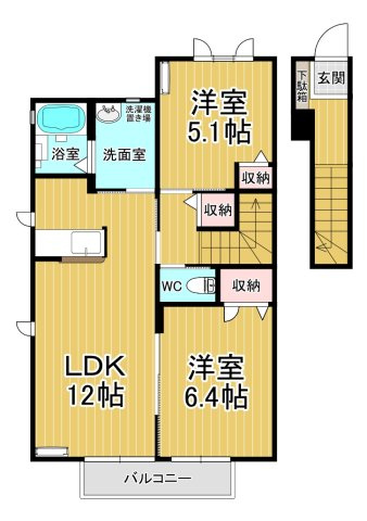 【間取り】 | シャーメゾン・ベルA | カップルさんにオススメのお部屋です♪