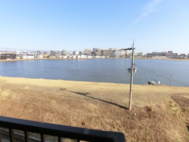 大久保スカイハイツの展望|バルコニーからの眺望です　冬場は貯水池に水鳥が飛来します