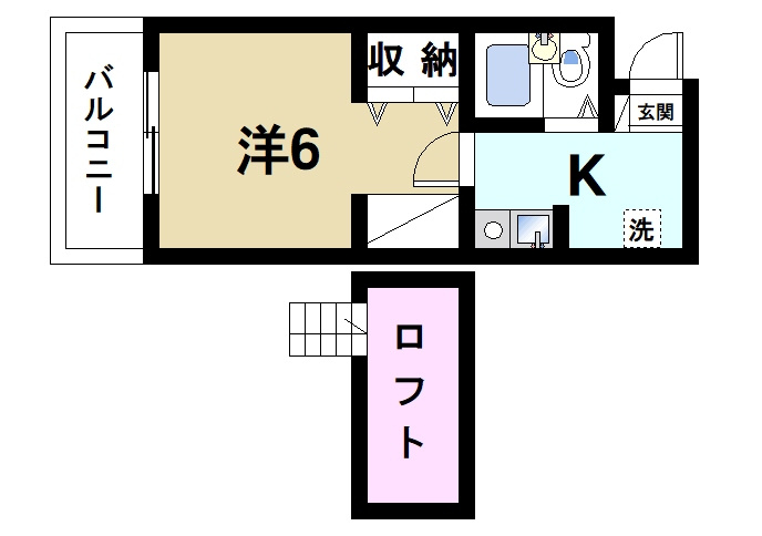 シティパレスやすらぎの道Ｐ５の間取り|お一人暮らしにピッタリの1Ｋのお部屋です。
