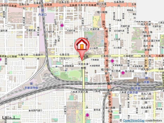 ヒーリングタワー七条大宮の地図