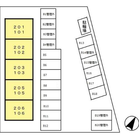 熊本市東区長嶺東９丁目のアパートの区画図