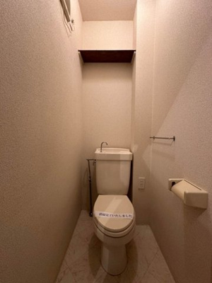 【トイレ】 | シャトレー日吉 | 人気のバストイレ別です♪小物を置ける便利な棚やタオルハンガーも付いています☆