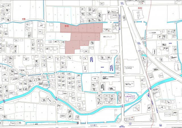 八女市本村てるてるタウン分譲地の地図