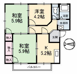 【間取り】 | コーポラスやましたⅢ棟