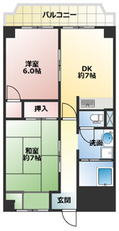 【間取り】 | 第2すずらんエクセル | 使い勝手の良い2DK