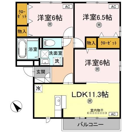 リビングタウン両三柳Ａ棟の間取り