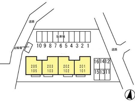 熊本市北区武蔵ケ丘１丁目のアパートの区画図