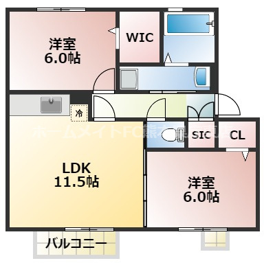 熊本市東区下江津８丁目のアパートの間取り