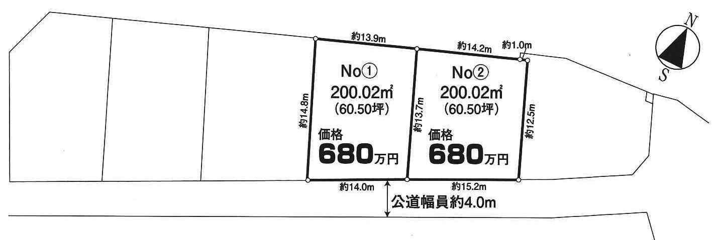 川越市笠幡　建築条件なし売地　「笠幡駅」徒歩20分　敷地60坪　【霞ヶ関小学区】の土地図