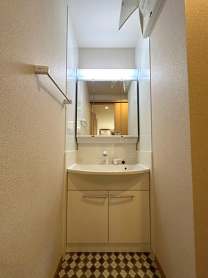 【洗面所】 | スカイガーデン | 角度の変えられる3面鏡付きの洗髪洗面化粧台です♪朝のバタバタに大活躍！お化粧する時にも便利☆