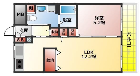 プリモーテ枚方公園の間取り|１ＬＤＫの間取り