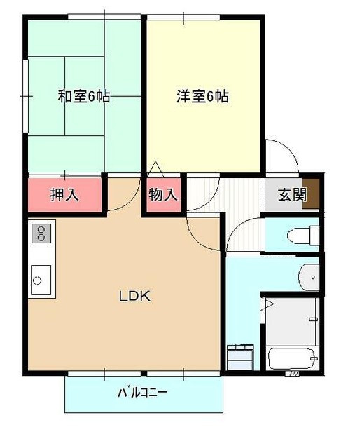 熊本市東区山ノ神２丁目のアパートの間取り
