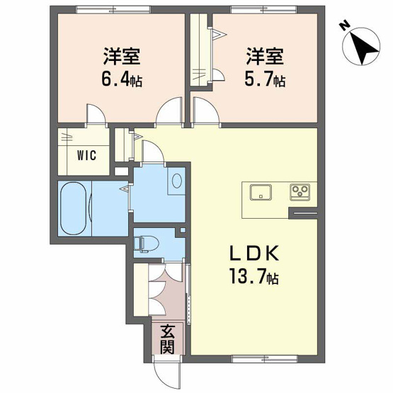 【間取り】 | シャーメゾンエミネンス A棟 | 2LDKのお部屋です