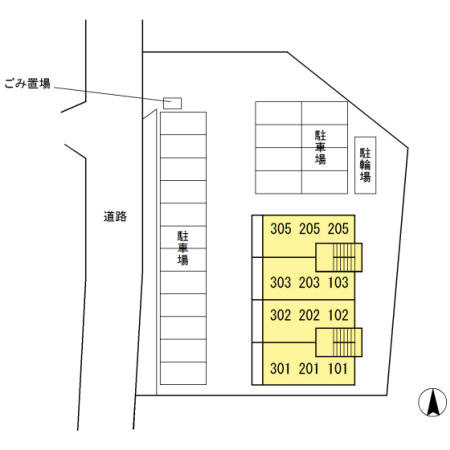 熊本市東区長嶺東５丁目のアパートの区画図