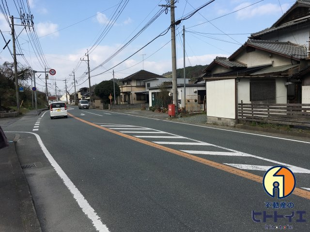 八女市　山内　土地　90坪以上の前面道路含む現地写真