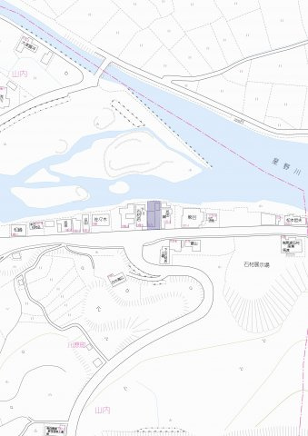 八女市　山内　土地　90坪以上の地図