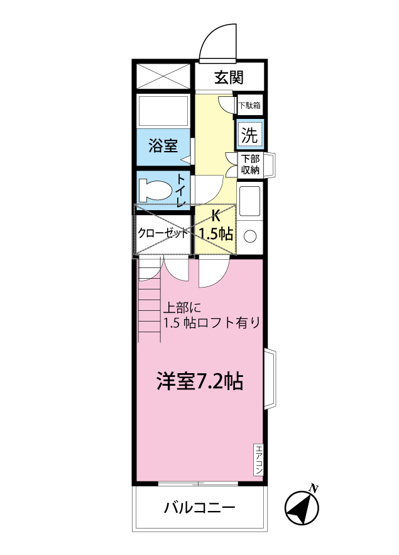 【間取り】 | ロイヤルハイツ東海大前 | はじめての一人暮らしの方や学生さんにオススメ！1Kタイプのお部屋です♪ロフト付きでお部屋が広々使えます☆なんと言っても角部屋・二面採光・最上階なのが嬉しい♪