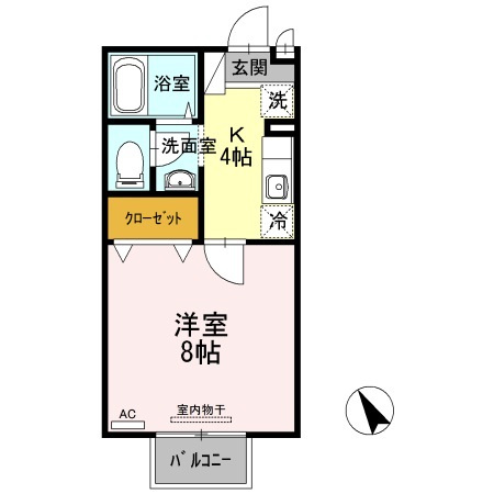 【間取り】 | セジュールたかなわⅡ | 1Kのお部屋です