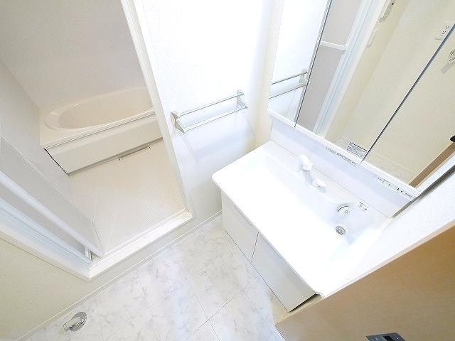 シャーメゾン石見の洗面所|脱衣スペースもあります