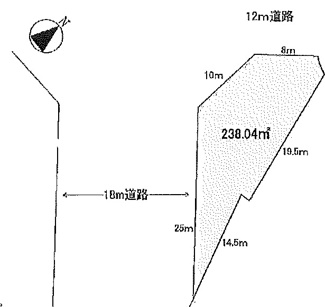【土地図】 | 日高市猿田　建築条件なし売地　JR川越線『高麗川駅』徒歩6分　【高麗川小学区】 | 敷地238.04㎡（72坪）