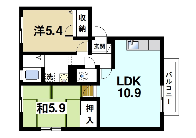 ディアス有里の間取り|広々とした間取りです
