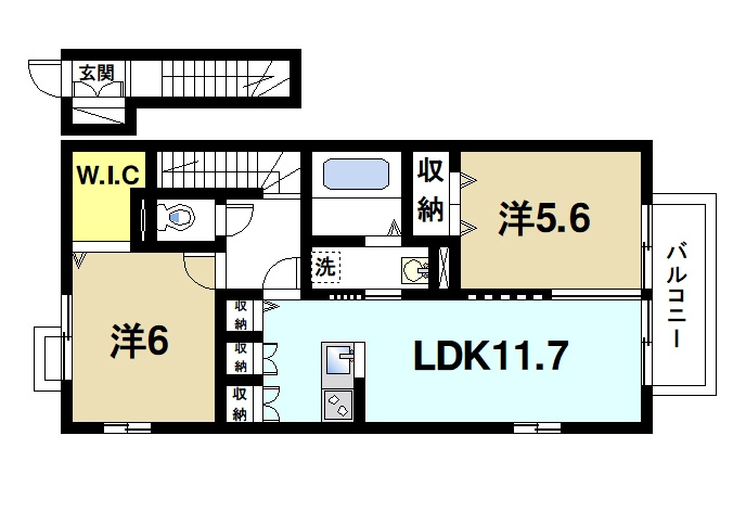 サンメゾンの間取り|2LDKの間取りです