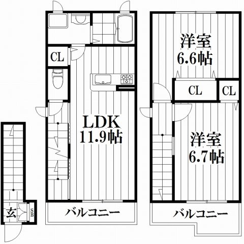 【間取り】 | メゾン アルカンシエルⅡ | 反転タイプ