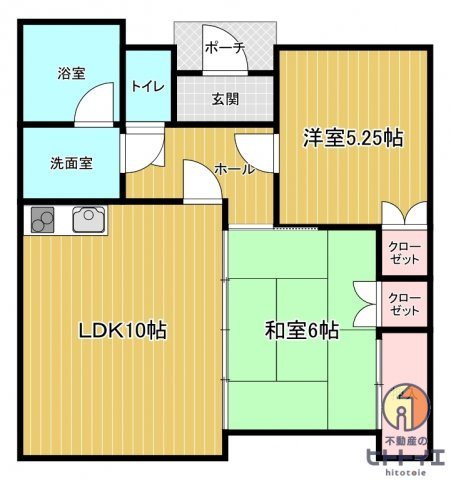 橋爪ハイツの間取り|2LDKです