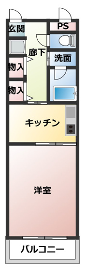 【間取り】 | フェリエⅠ | 1DKのお部屋です