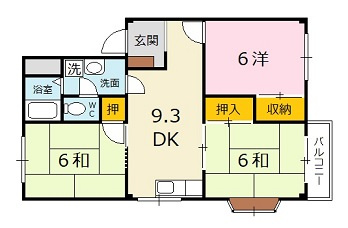 広島市安佐北区落合南９丁目のアパートの間取り
