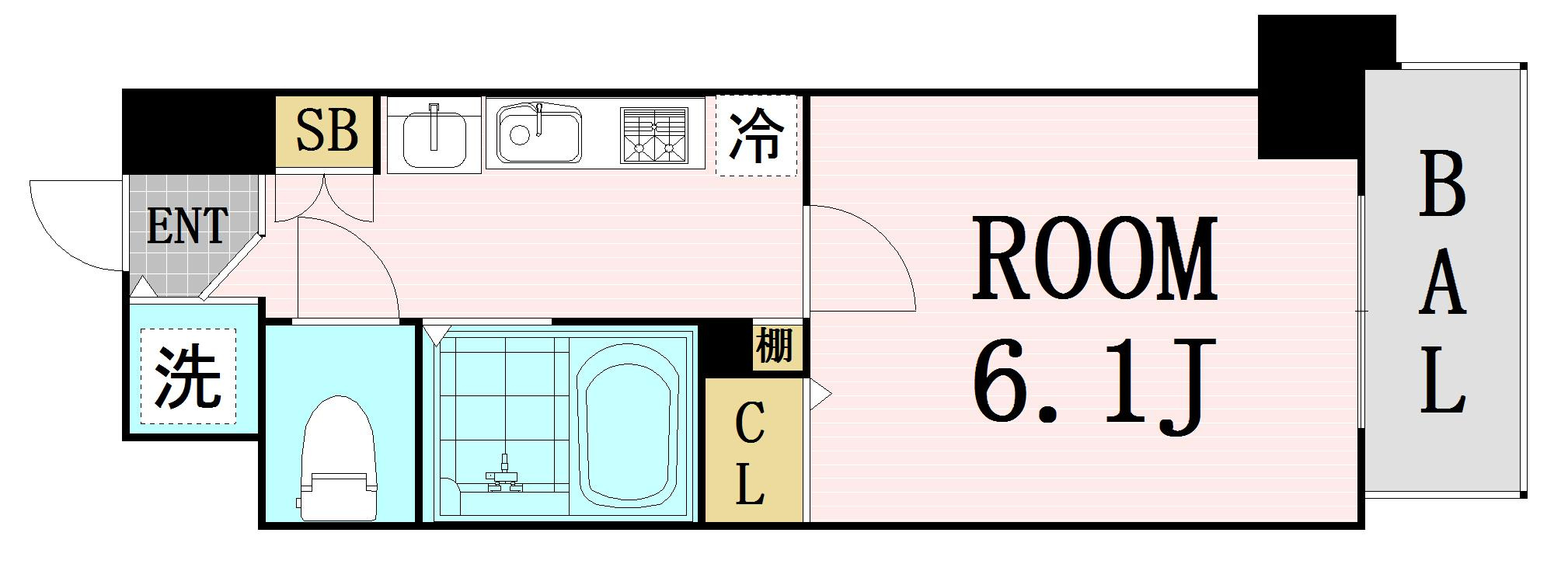 プレサンス梅田北パワーゲート　仲介手数料無料の間取り