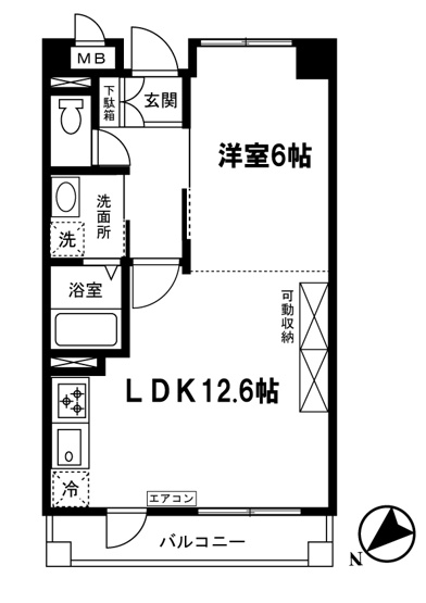 【間取り】 | Salida仲町台/サリーダ仲町台 | レイアウトを自由に変更できる可動収納付きの1LDKタイプ☆カップルさんや新婚さんにも大人気！全室洋室で過ごしやすいですね☆