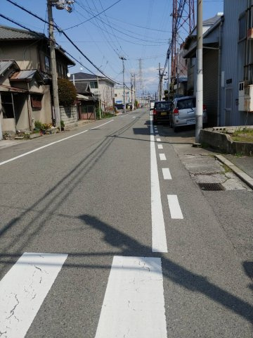 下坂部事業用売地の前面道路含む現地写真|東側