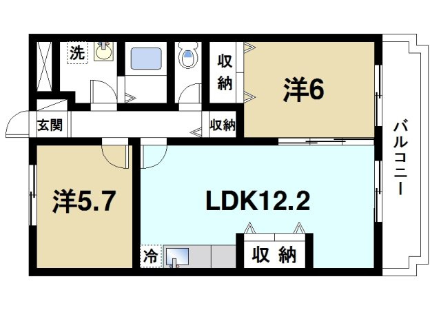 アメニティ前栽２号館の間取り|2LDKの間取りです