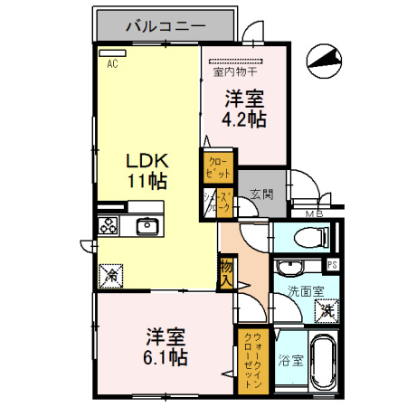 【間取り】 | アムール久宝寺 | ２LDK