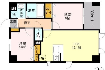 【間取り】 | サンピタリア東船橋 | オール洋室振り分けタイプのお部屋です