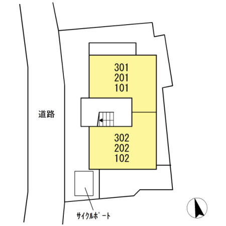 熊本市中央区子飼本町のアパートの区画図