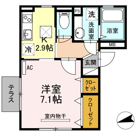 熊本市中央区子飼本町のアパートの間取り