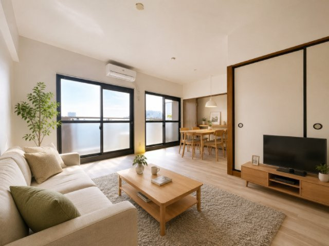SOLE加木屋の居間・リビング|※CG画像によるバーチャルステージングです。
画像に付帯する家具家電は付きません。