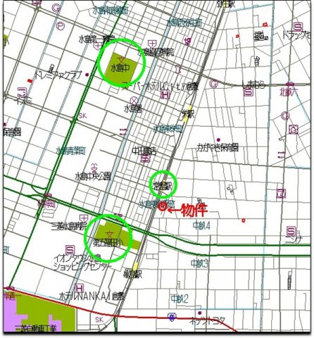 中畝４丁目売地　解体更地渡しの周辺