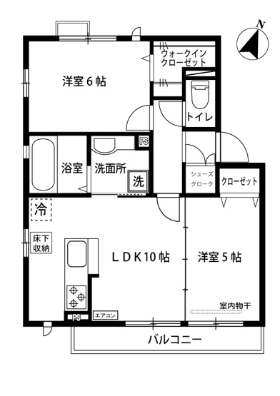 【間取り】 | カーサヴィエントⅠ | カップルさんやファミリーさんにもオススメの2LDKタイプ！なんと言っても角部屋・二面採光なのが嬉しい♪