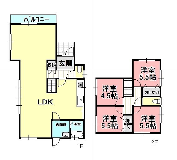 ５３８５０　岐阜市長良中古戸建ての間取り