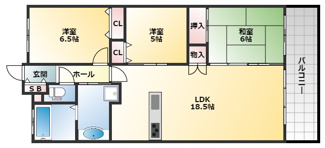 【間取り】 | ライオンズ柏原駅前クラウンスクエア