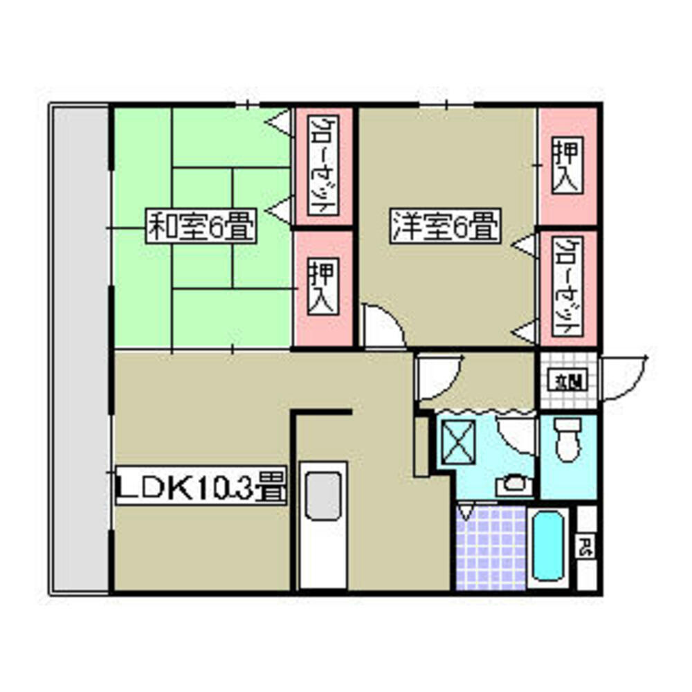 熊本市中央区水前寺２丁目の賃貸マンションの間取り