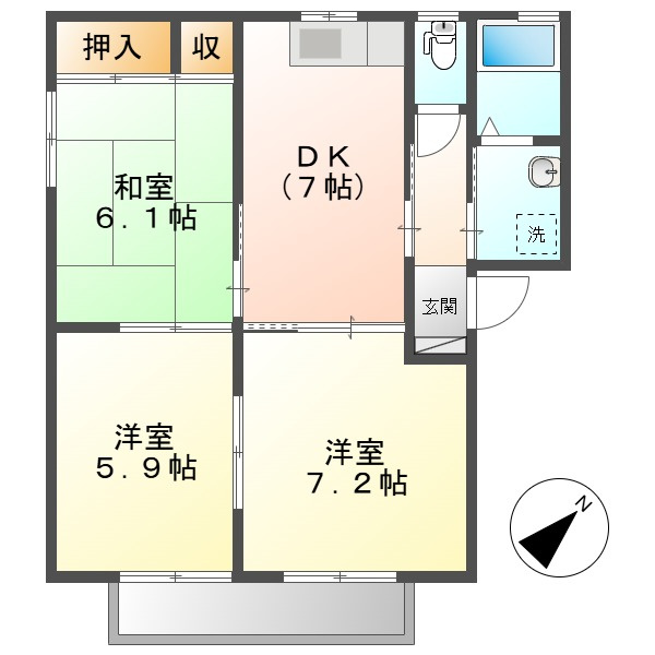 メゾンデラＷ　Ｂの間取り
