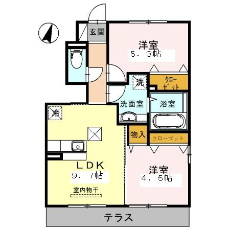 熊本市東区沼山津２丁目のアパートの間取り