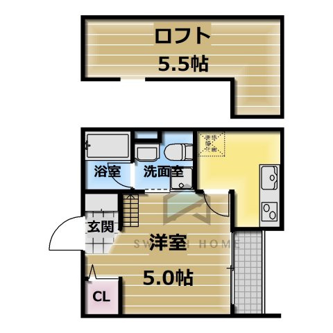 【間取り】 | クロスレジデンス布施 | ロフト付きの使い勝手の良い間取りです