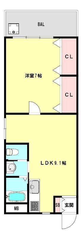 ときわ萩乃ハイツの間取り|広々1LDKの間取り。リノベーション済み