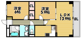 【間取り】 | ファインコート鴻池南館